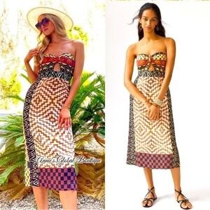 Anthropologie Verb by Pallavi Singhee Geo Cut-Out Midi Dress Women's Sz 4 B13